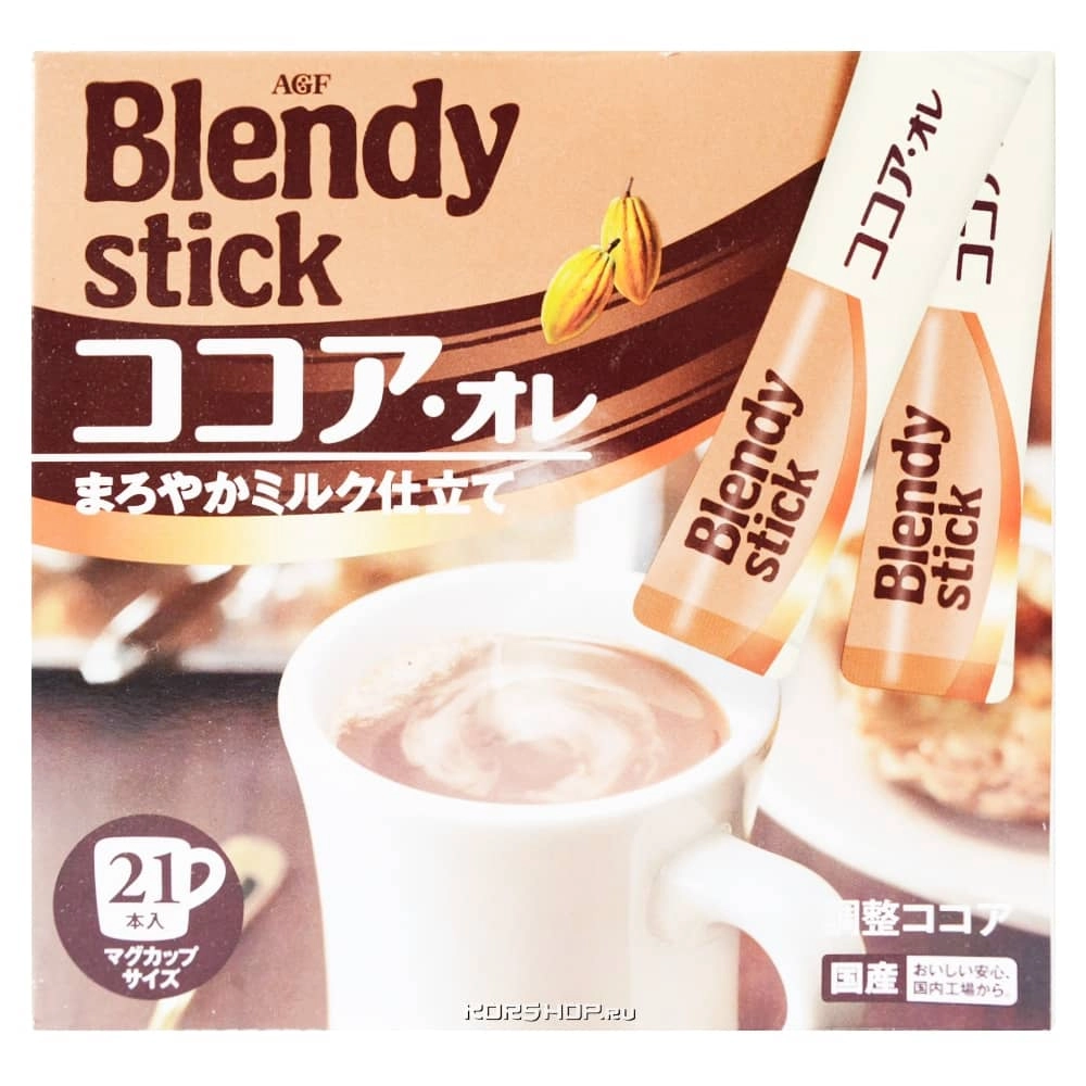 Молочное какао с сахаром Blendy Stick AGF, Япония (10,3 г х 20 шт.)