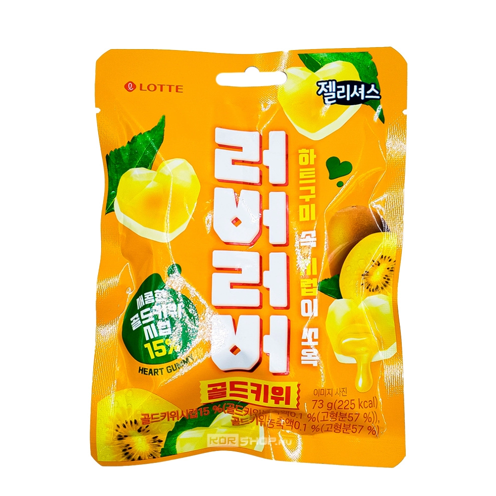 Мармелад жевательный со вкусом киви Lover Lover Gold Kiwi Lotte, Корея, 73 г