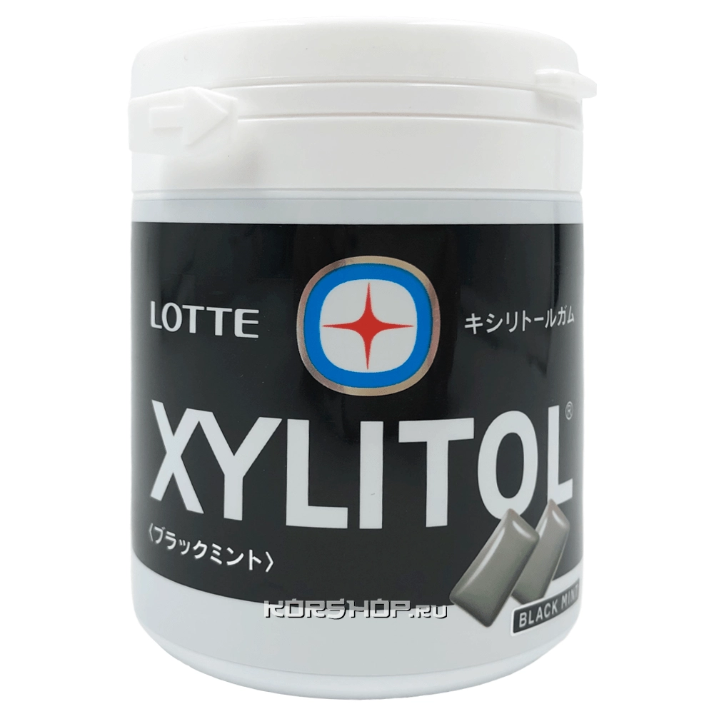 Жевательная резинка Черная Мята Xylitol Gum Black Mint Bottle Lotte, Япония, 133 г.