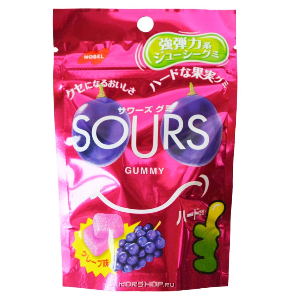 Мармелад со вкусом винограда Nobel Sours Gummy, Япония, 45 г