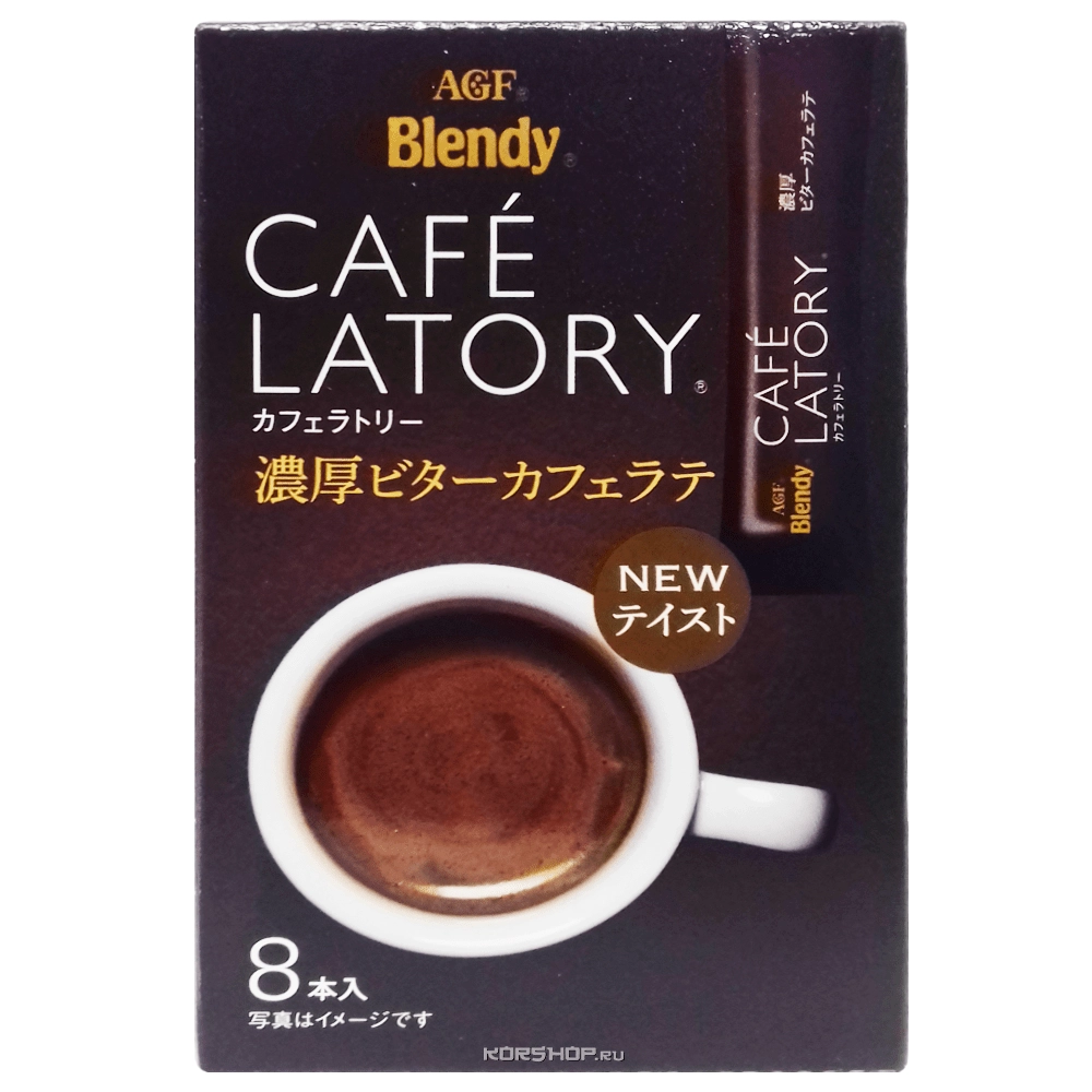 Крепкий растворимый кофе Латте Cafe Latory AGF, Япония, 64 г (8 * 8 г)