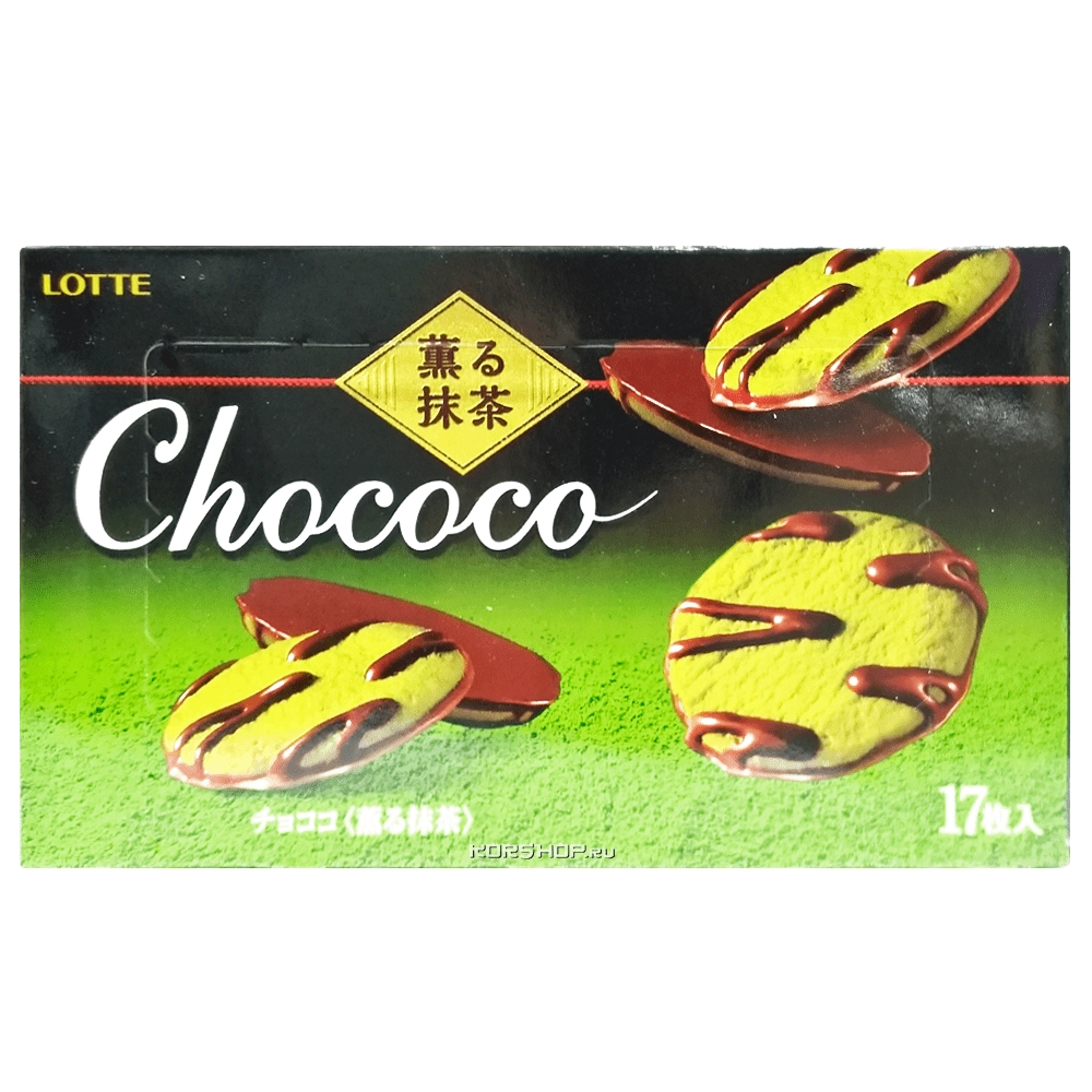 Шоколадный бисквит с зеленым чаем Матча Chococo Lotte, Япония, 98,6 г