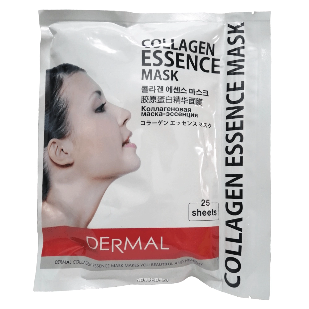 Коллагеновая маска в многоразовой упаковке на молнии Dermal (25 шт.), Корея