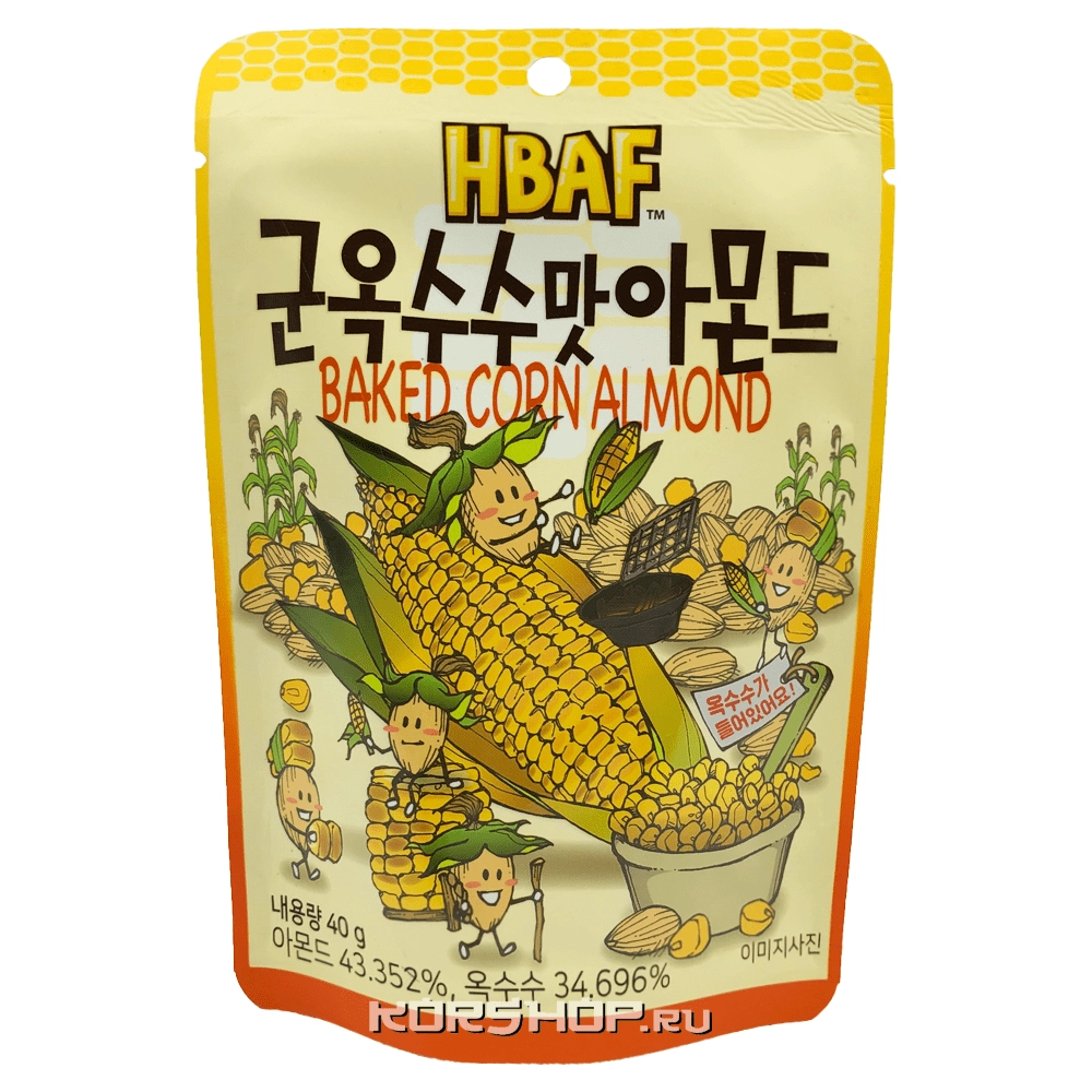Миндаль с запеченной кукурузой Hbaf, Корея, 40 г