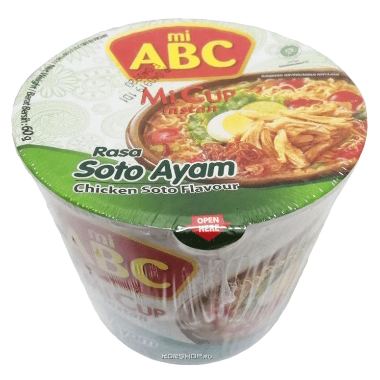 Лапша б/п со вкусом куриного шашлыка Mi ABC (стакан), Индонезия, 60 г Лапша б/п со вкусом куриного шашлыка Mi ABC (стакан), Индонезия, 60 г