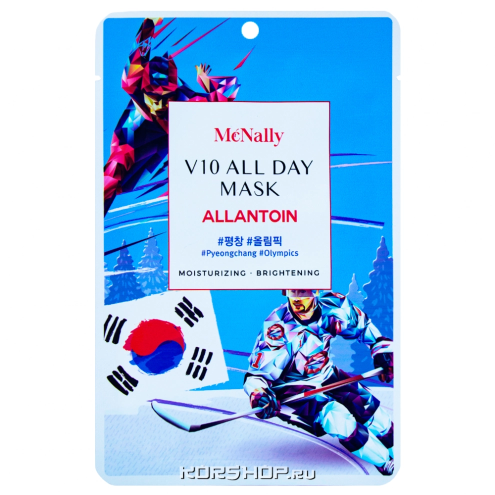 Тканевая маска для лица с аллантоином V10 All Day MCNally, Корея, 25 мл Тканевая маска для лица с аллантоином V10 All Day MCNally, Корея, 25 мл