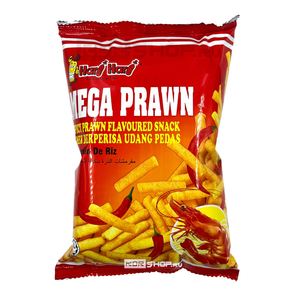 Кукурузные палочки со вкусом креветки и чили Mega Prawn HARI HARI, Малайзия, 60 г Кукурузные палочки со вкусом креветки и чили Mega Prawn HARI HARI, Малайзия, 60 г