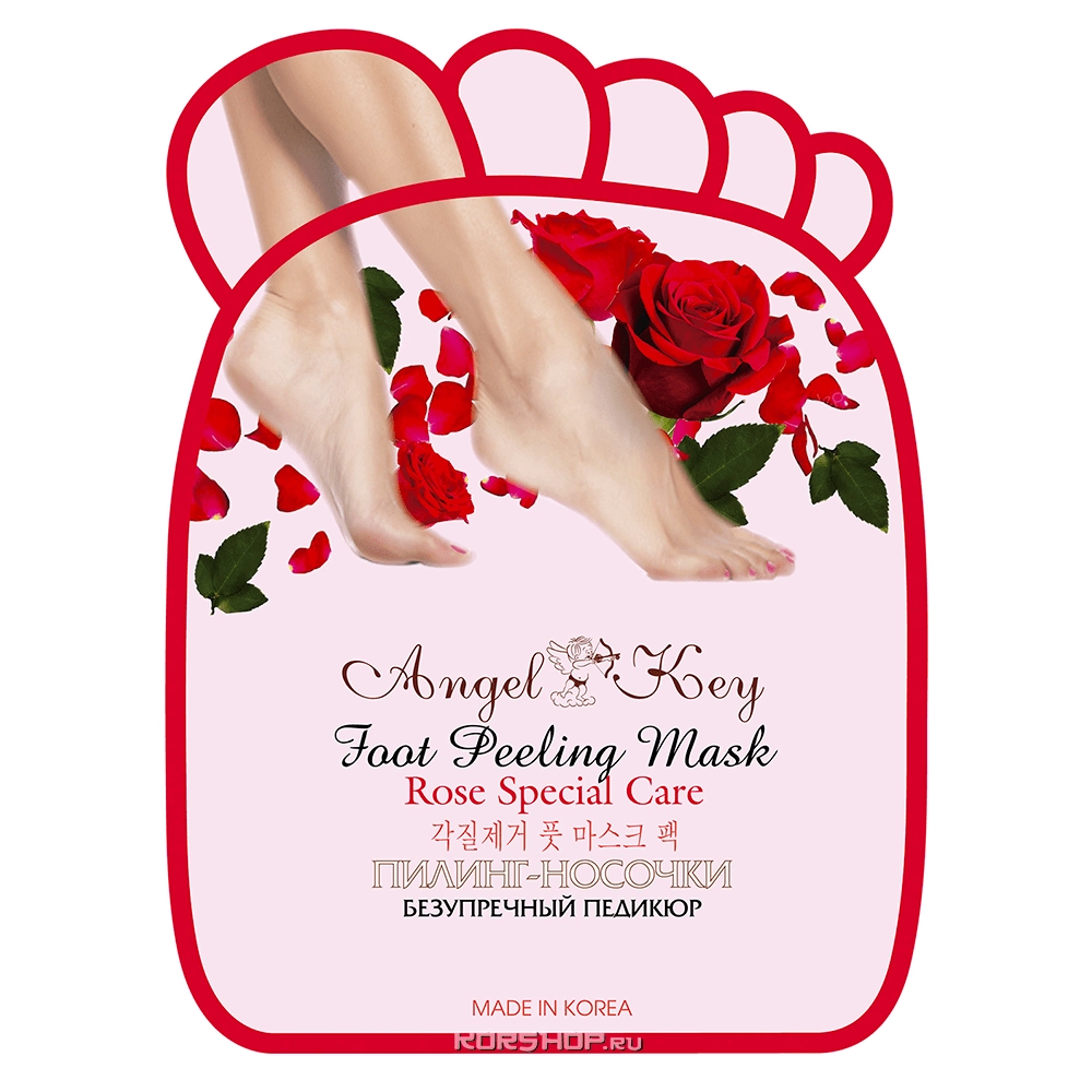 Пилинг носочки Безупречный Педикюр с экстрактом розы Angel Key, Корея Пилинг носочки Безупречный Педикюр с экстрактом розы Angel Key, Корея