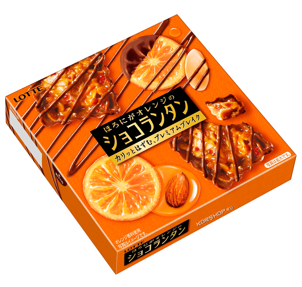 Шоколадное печенье с миндалем и апельсином Chocolantan Orange Lotte, Япония, 52 г
