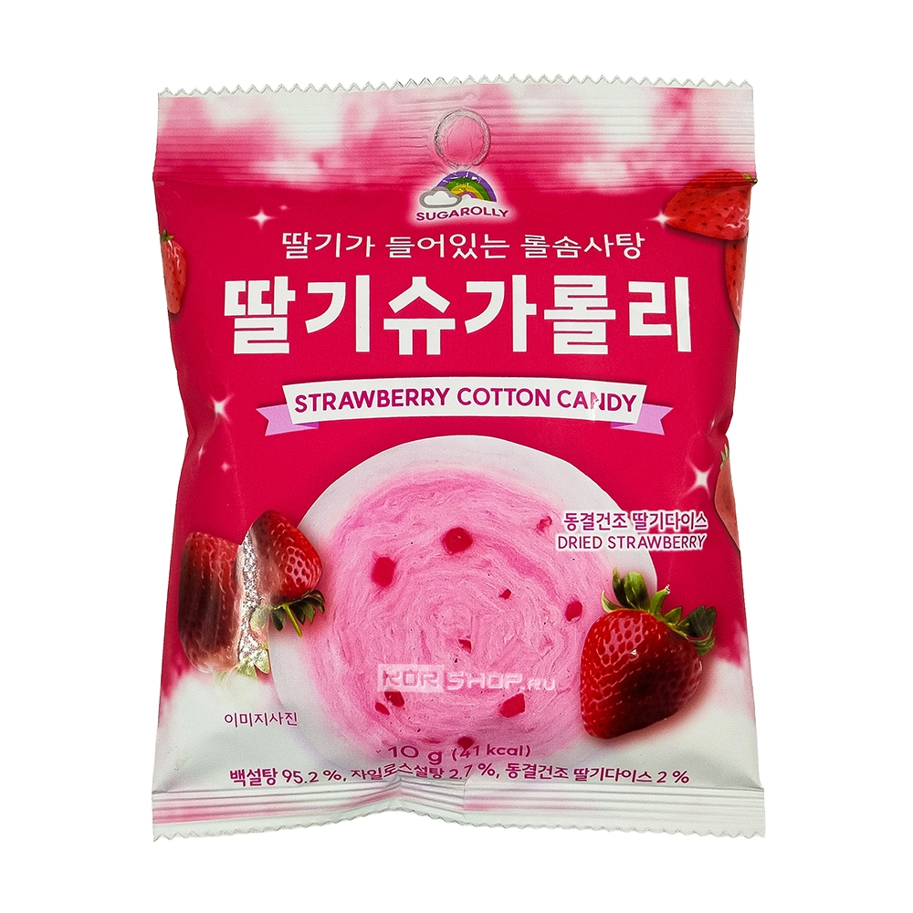 Сахарная вата с кусочками клубники Есунг / Yesung, Корея, 10 г