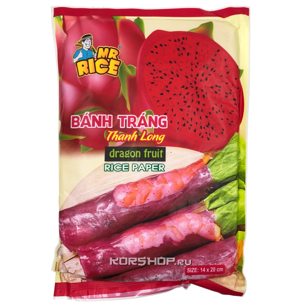 Рисовая бумага с соком питахайи для фреш-роллов Duy Anh, Вьетнам, 200 г Рисовая бумага с соком питахайи для фреш-роллов Duy Anh, Вьетнам, 200 г
