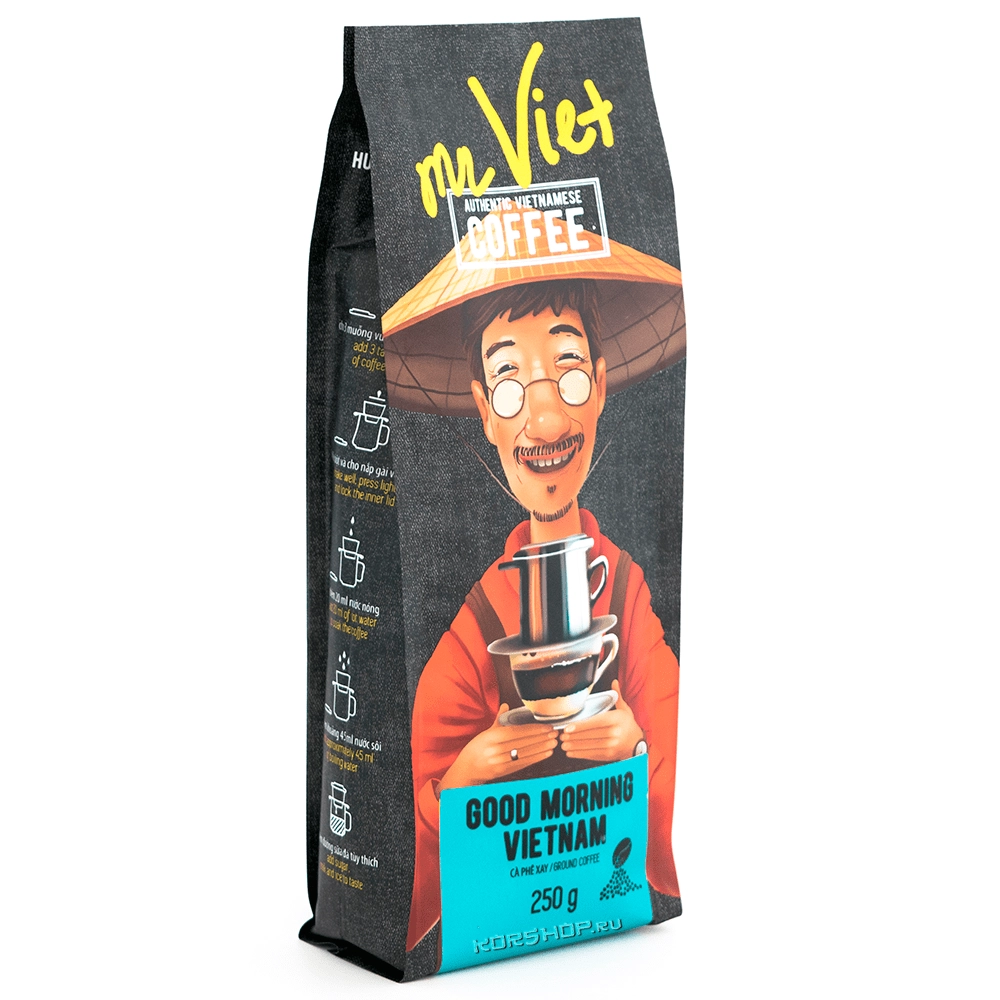 Молотый кофе «Доброе утро, Вьетнам» Mr.Viet, Вьетнам, 250 г Молотый кофе «Доброе утро, Вьетнам» Mr.Viet, Вьетнам, 250 г