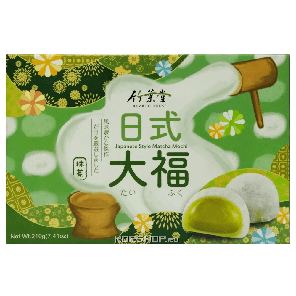 Моти Дайфуку с зеленым чаем Матча Bamboo House, Тайвань, 210 г Моти Дайфуку с зеленым чаем Матча Bamboo House, Тайвань, 210 г