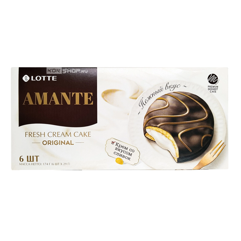 Пирожные глазированные со сливочной прослойкой Amante Lotte, 174 г Пирожные глазированные со сливочной прослойкой Amante Lotte, 174 г