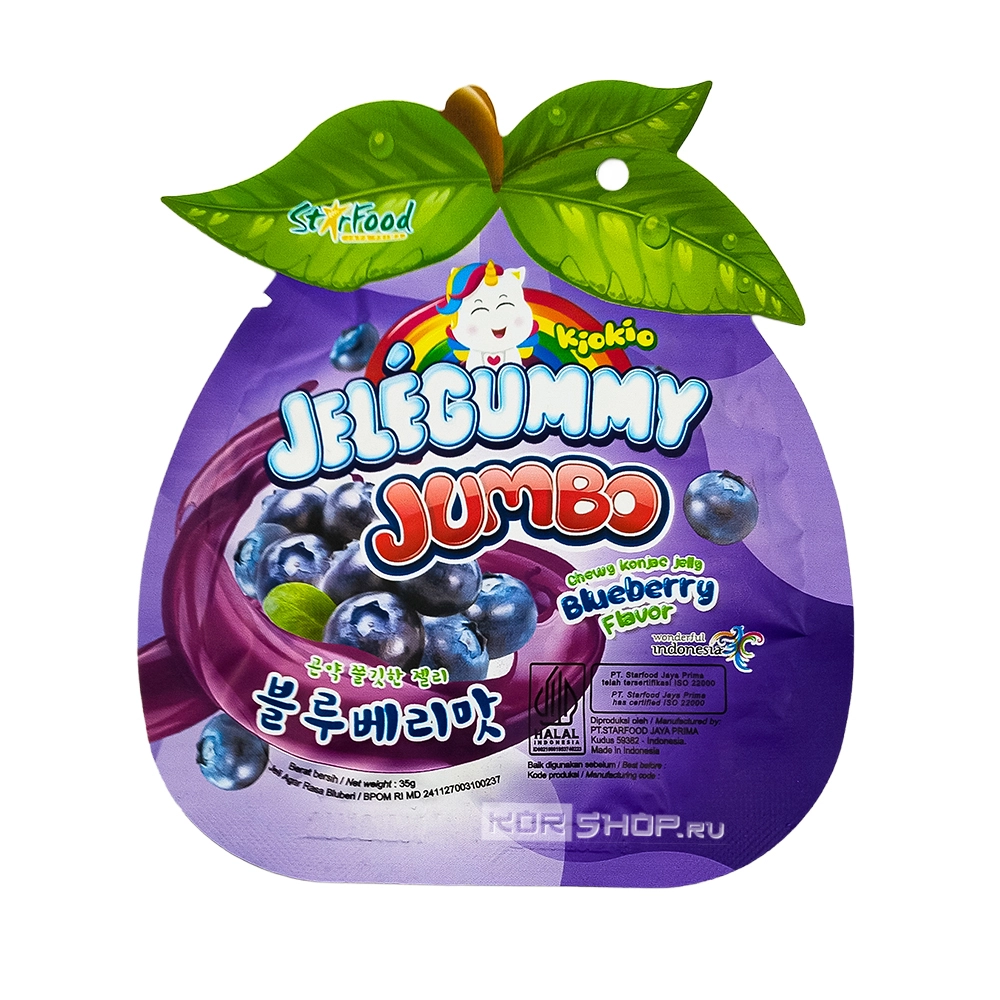 Желе жевательное со вкусом голубики (Jele Gummy Blueberry) Джамбо (Jumbo) Киокио / Kiokio, Индонезия, 35 г