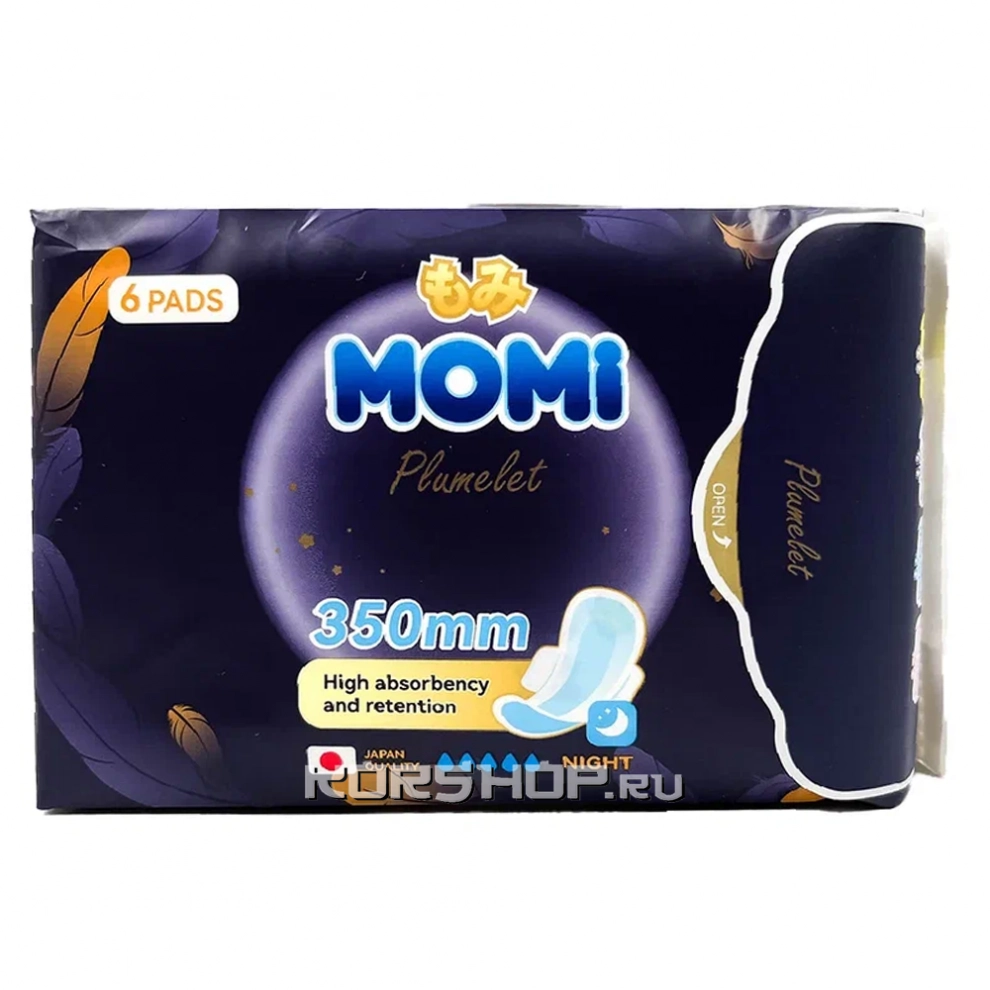 Гигиенические прокладки ночные 350 мм Momi, Китай, 6 шт Гигиенические прокладки ночные 350 мм Momi, Китай, 6 шт