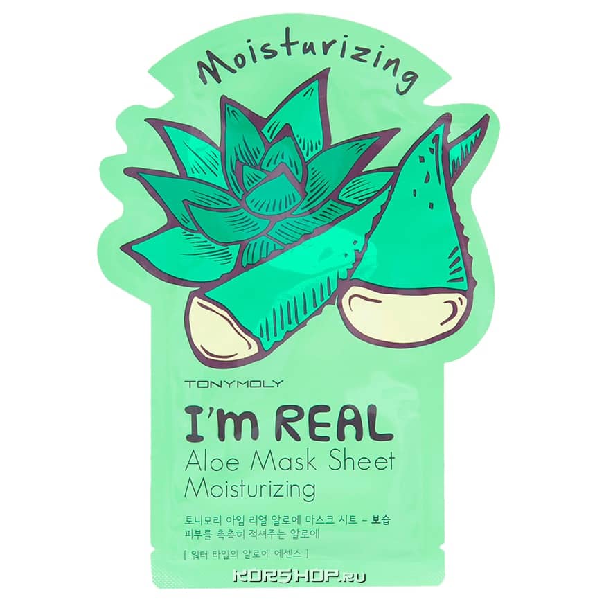 Тканевая маска с экстрактом алоэ I'm Real Aloe Mask Sheet Tony Moly, Корея, 21 мл