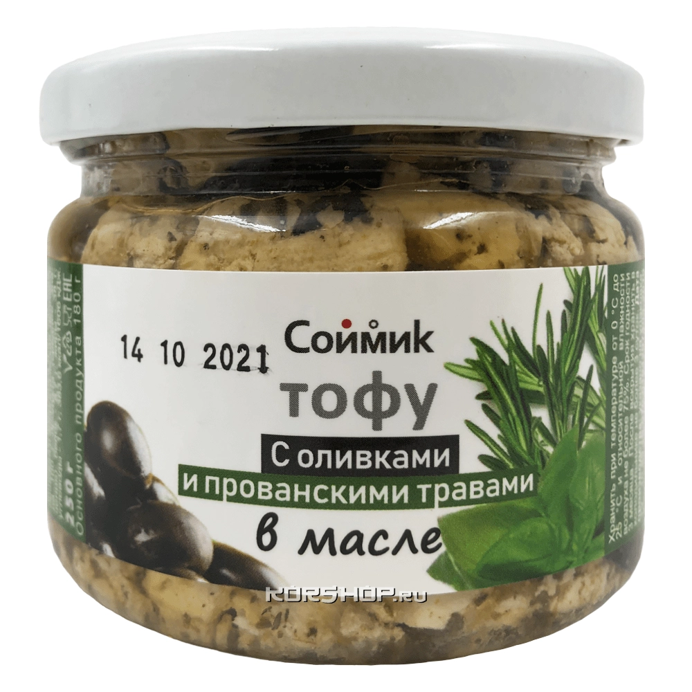 Тофу с оливками и прованскими травами в масле Соймик, 250 г Тофу с оливками и прованскими травами в масле Соймик, 250 г