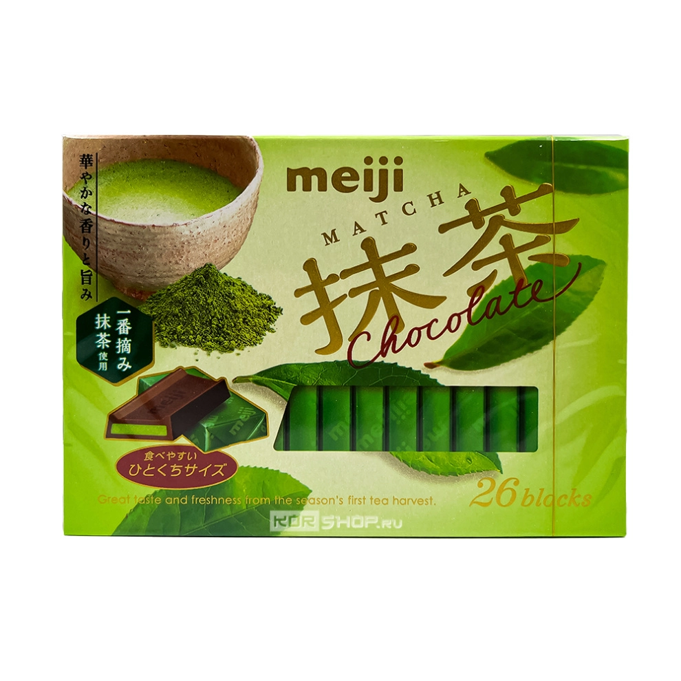 Шоколад со вкусом зелёного чая 26 blocks Matcha Meiji, Япония, 120 г
