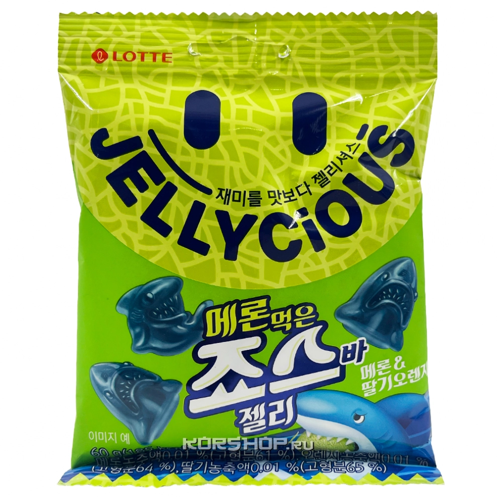 Мармелад со вкусом дыни Melon Jellycious Lotte, Корея, 60 г