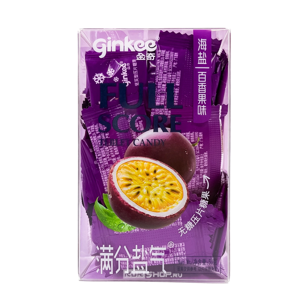 Леденцы (фростиксы) освежающие без сахара со вкусом маракуйи Full Score Ginkee, Китай, 50 г