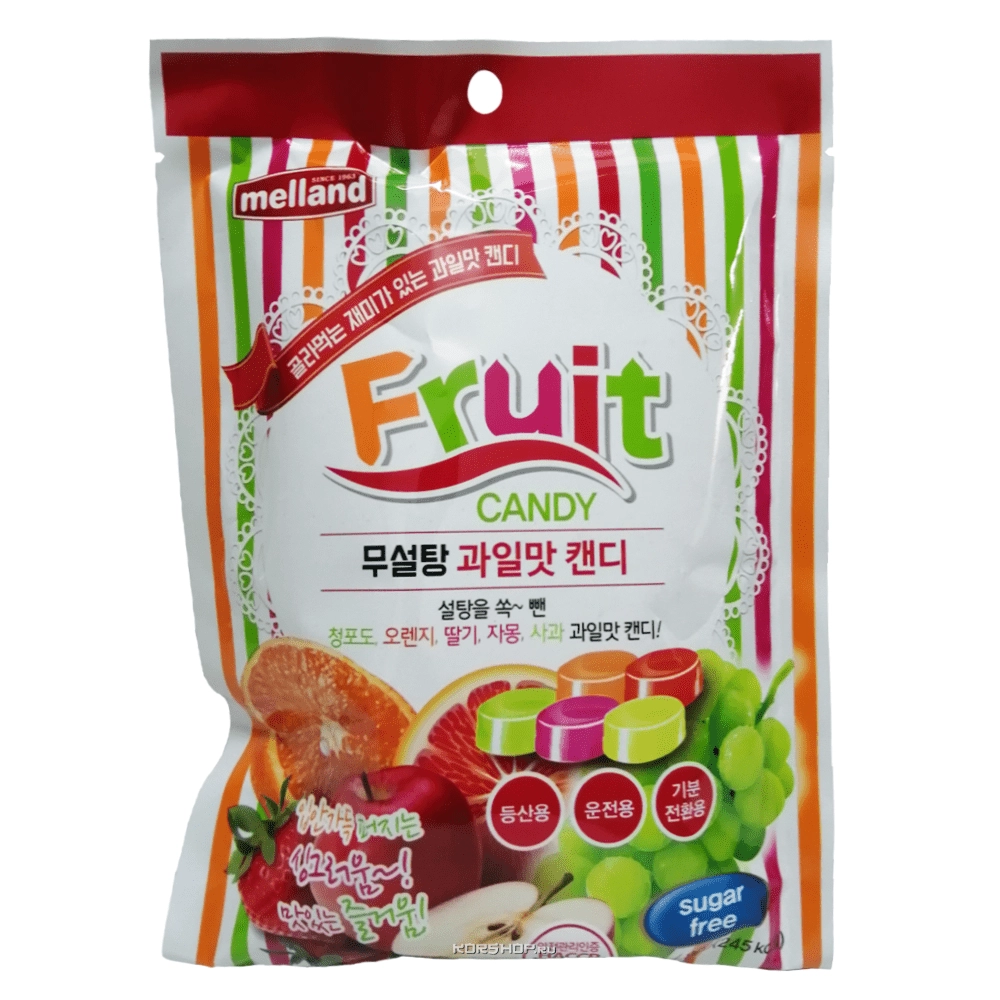 Карамель без сахара со вкусом зеленого винограда, апельсина, клубники, грейпфрута, яблока Melland, Корея, 92 г Карамель без сахара со вкусом зеленого винограда, апельсина, клубники, грейпфрута, яблока Melland, Корея, 92 г