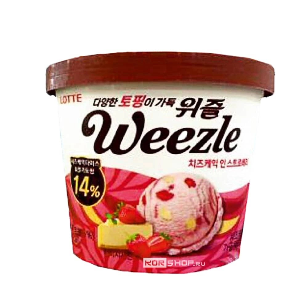 Мороженое десерт Вэзл "Клубничный чизкейк" (ведерко), Корея Мороженое десерт Вэзл "Клубничный чизкейк" (ведерко), Корея