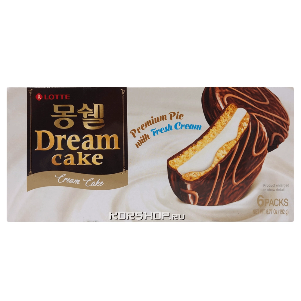Бисквитные пирожные в шоколадной глазури Dream Cake Cream Lotte, Корея, 192 г Бисквитные пирожные в шоколадной глазури Dream Cake Cream Lotte, Корея, 192 г