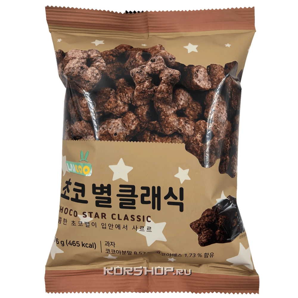 Кукурузные снэки в форме звездочек со вкусом шоколада SD Food, Корея, 76 г
