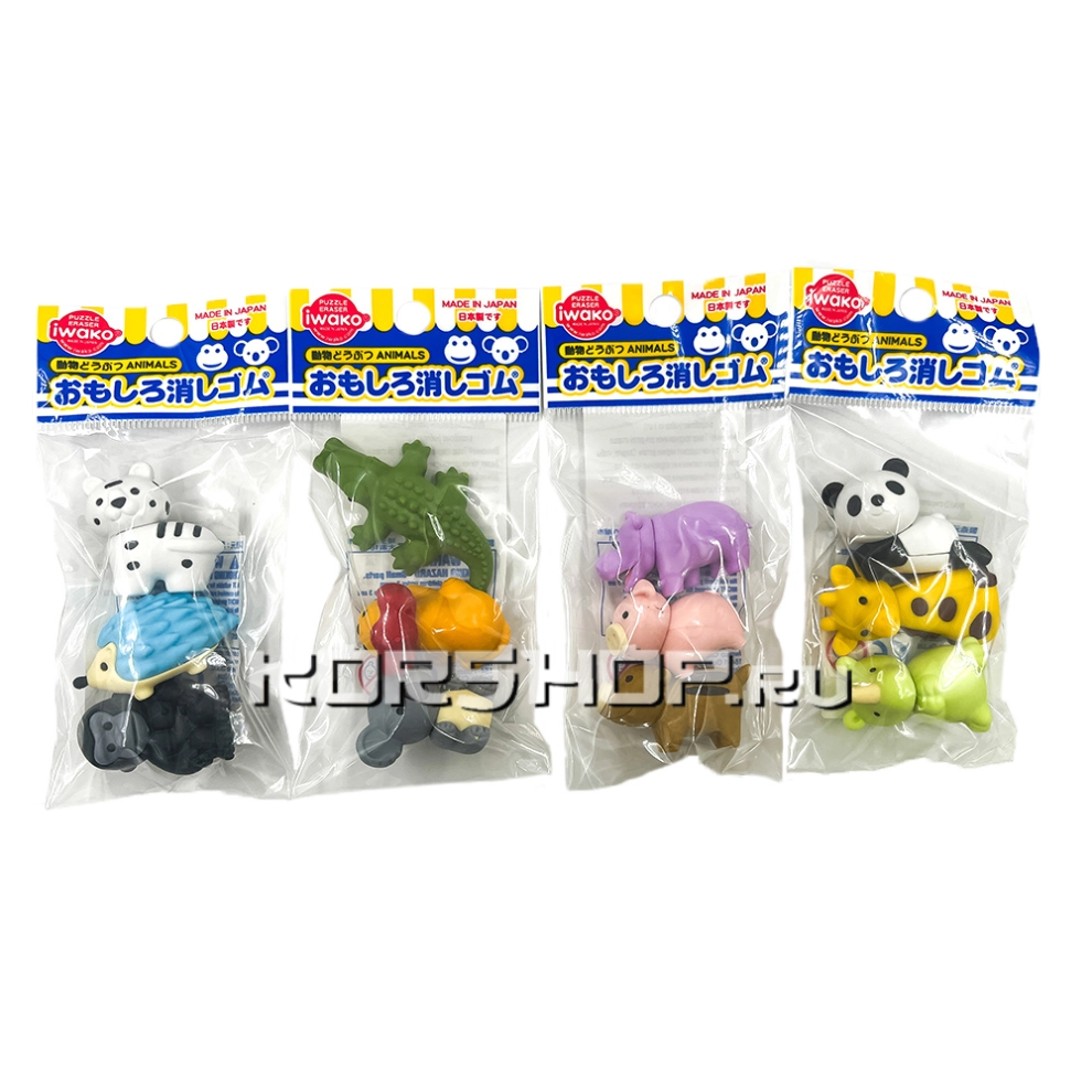 Набор ластиков Животные в коробочке Iwako, Япония, 3 шт Набор ластиков Животные в коробочке Iwako, Япония, 3 шт