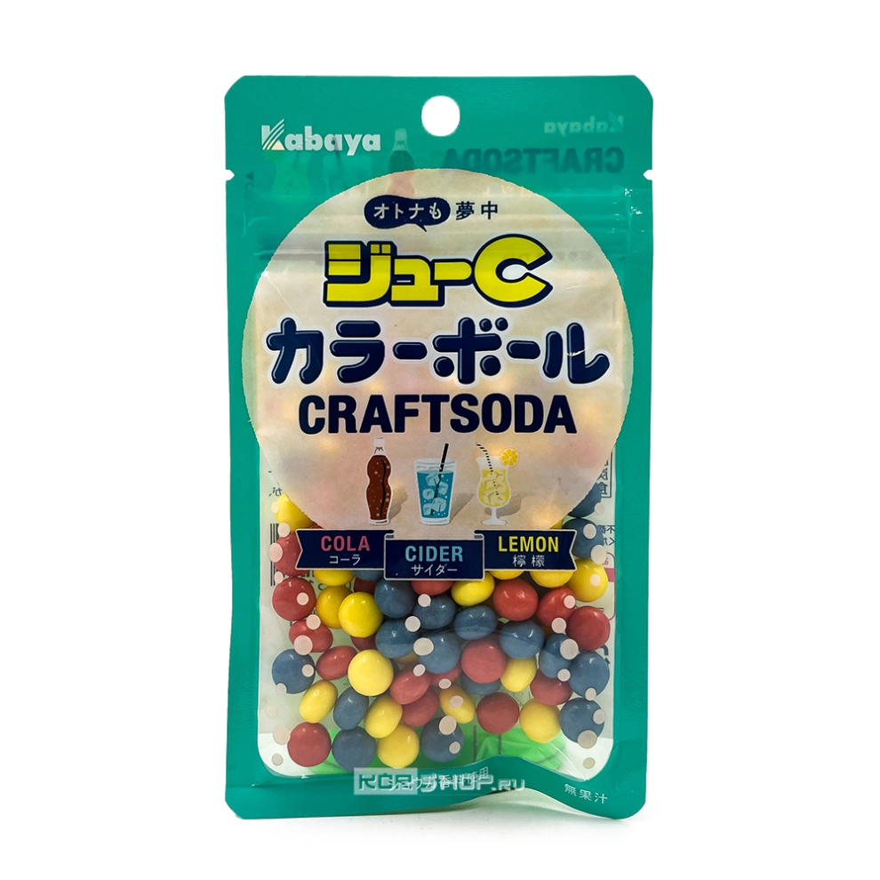 Карамель ассорти вкусов газированных напитков Joue C Color Ball Craft Soda Kabaya, Япония, 45 г