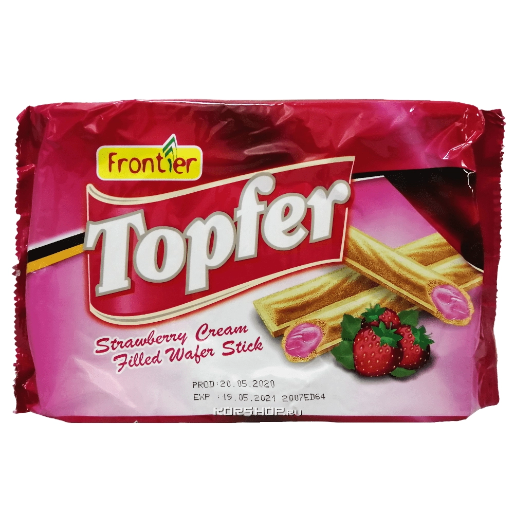 Вафельные трубочки с клубничной начинкой Topfer Frontier, Малайзия, 120 г Вафельные трубочки с клубничной начинкой Topfer Frontier, Малайзия, 120 г