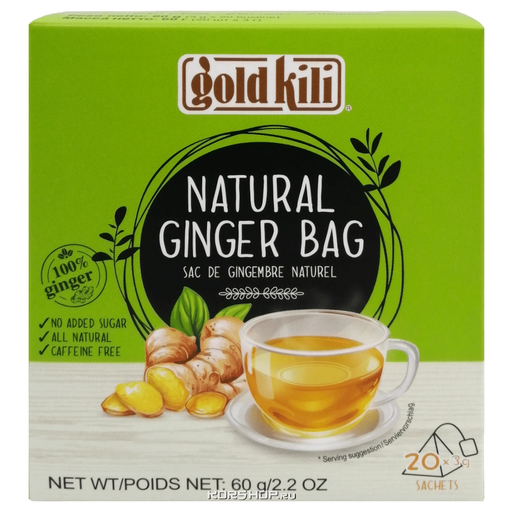 Натуральный имбирь в пирамидках Gold Kili, Сингапур, 60 г...