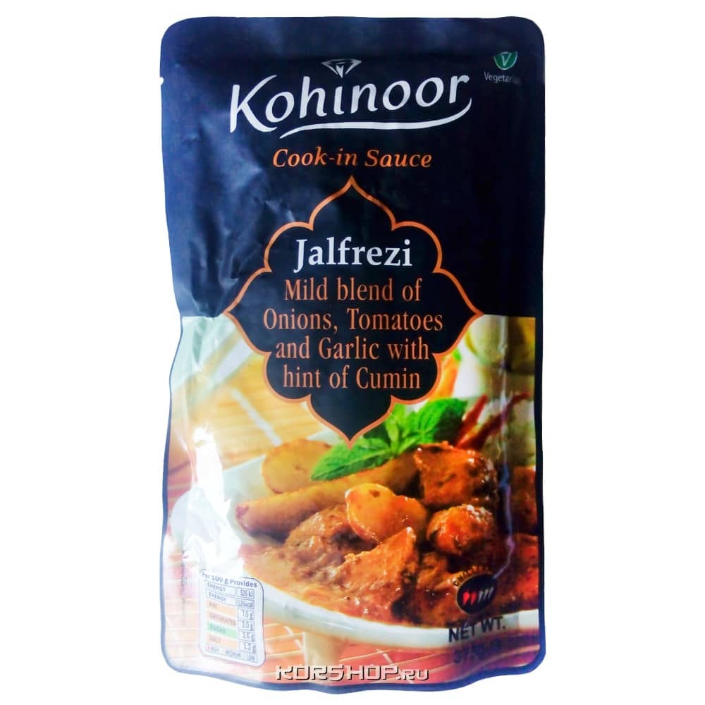 Соус из лука, томатов и чеснока Jalfrezi Kohinoor, Индия, 375 г,