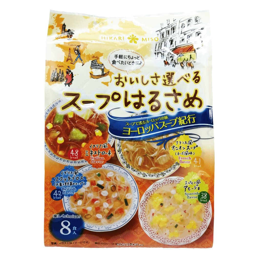 Европейские супы ассорти Hikari Miso (8 порций), Япония, 105 г Европейские супы ассорти Hikari Miso (8 порций), Япония, 105 г