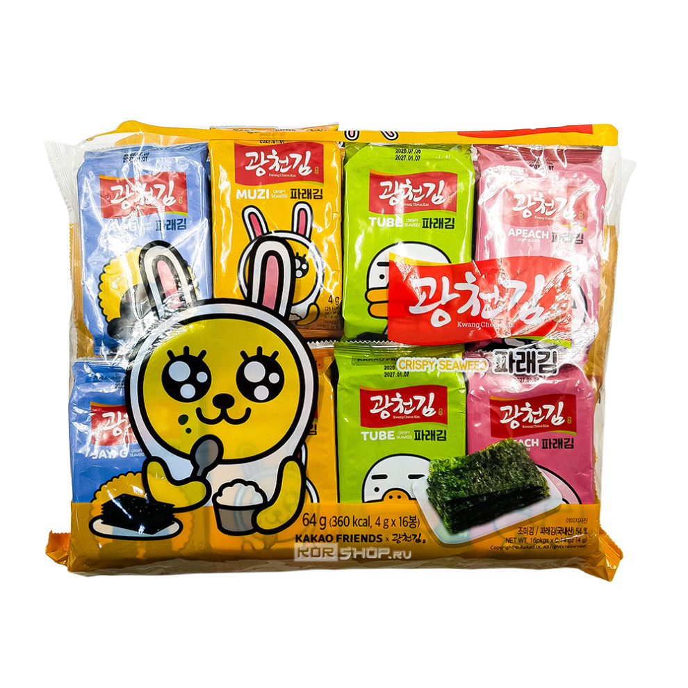 Хрустящая морская капуста Kakao Friends (рандомный персонаж), Корея, 4 г Хрустящая морская капуста Kakao Friends (рандомный персонаж), Корея, 4 г