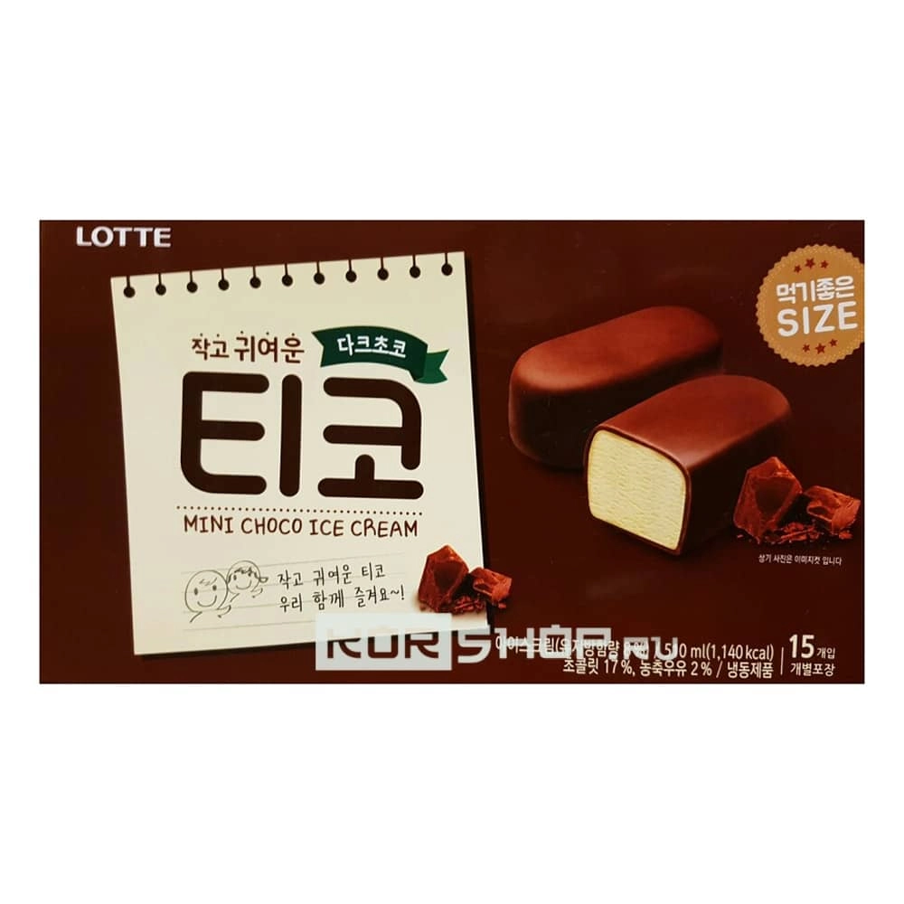 Мороженое десерт Тико темный шоколад (15 шт.) Lotte, Корея 360 г Мороженое десерт Тико темный шоколад (15 шт.) Lotte, Корея 360 г