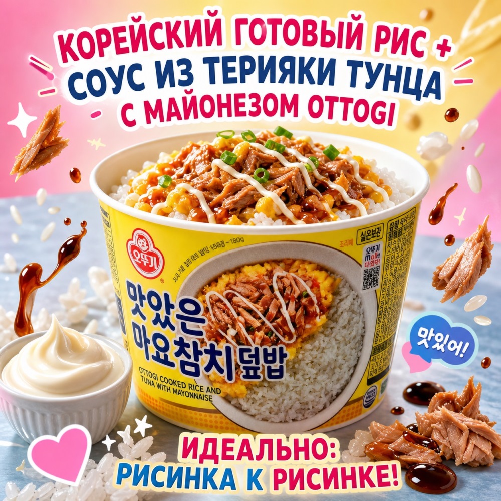 Готовый рис и соус тунец терияки с майонезом Ottogi, Корея, 247 г. УЦЕНКА. Срок до 01.09.2026.