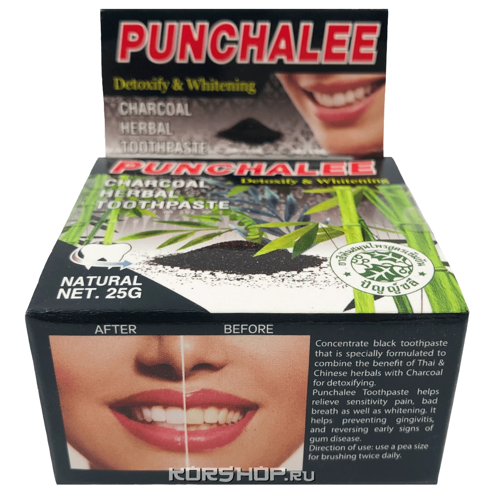 Растительная зубная паста с углем Punchalee, Таиланд, 25 г