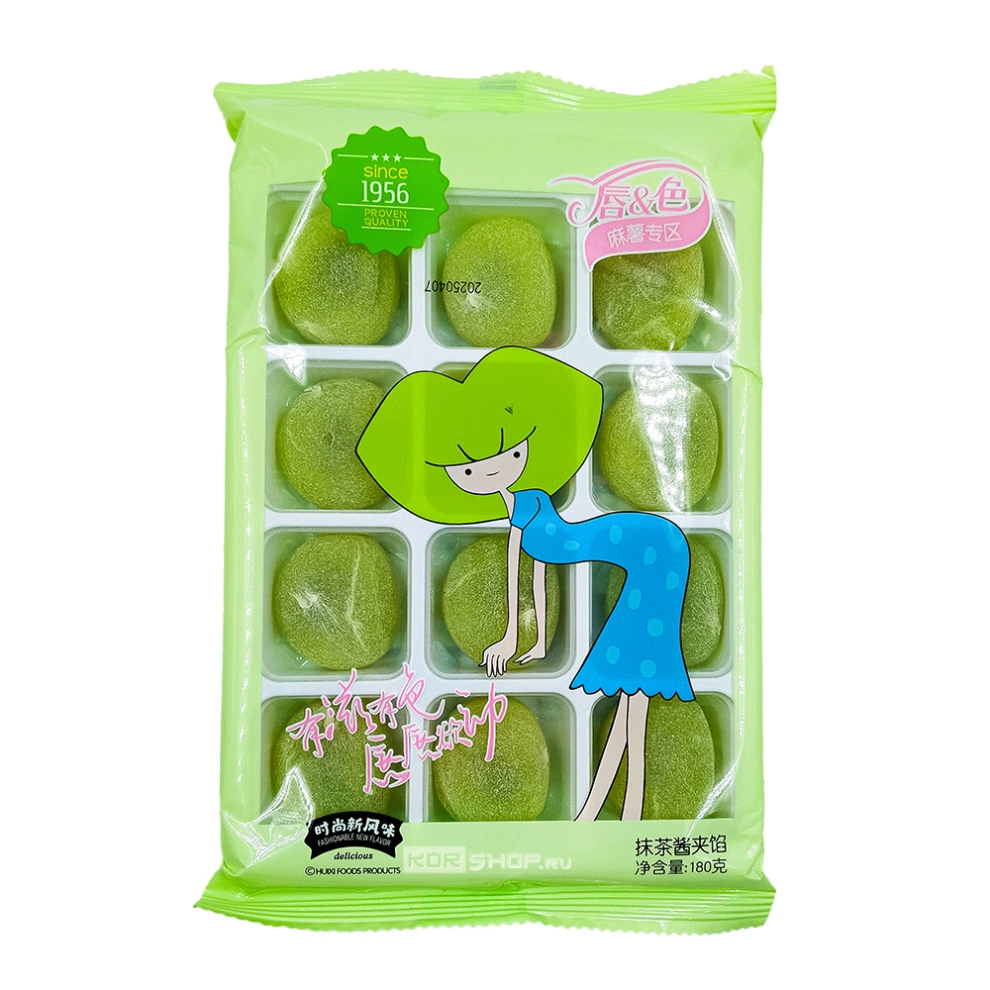 Моти со вкусом зеленого чая матча Huining, Китай, 180 г Моти со вкусом зеленого чая матча Huining, Китай, 180 г