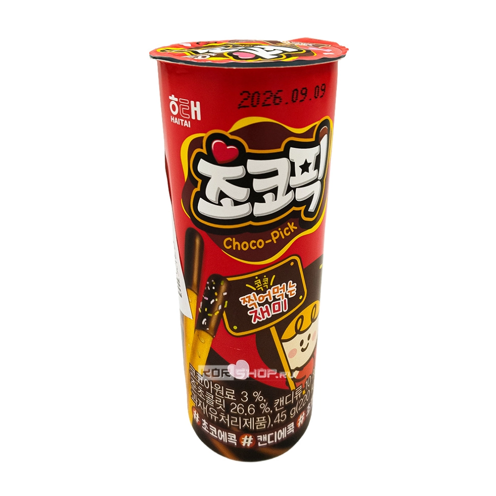 Бисквитные палочки с шоколадным кремом Чокопик Choco-Pick Haitai, Корея, 45 г