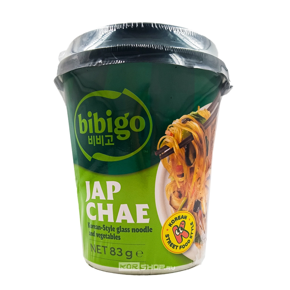 Стеклянная лапша Чапче по-корейски с овощами в соевом соусе Bibigo (Китай), 83 г