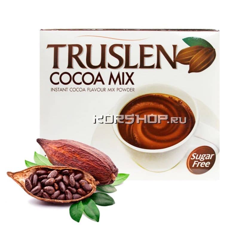 Какао напиток с протеинами без сахара Truslen Cocoa Mix, Таиланд, 180 г (10 шт. х 18 г)...