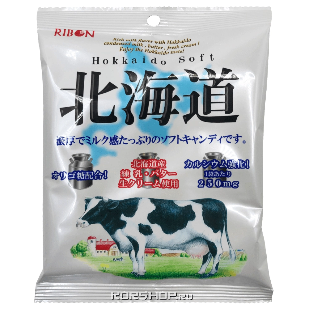 Жевательные конфеты с молочным вкусом Hokkaido Soft Ribon, Япония, 110 г Жевательные конфеты с молочным вкусом Hokkaido Soft Ribon, Япония, 110 г