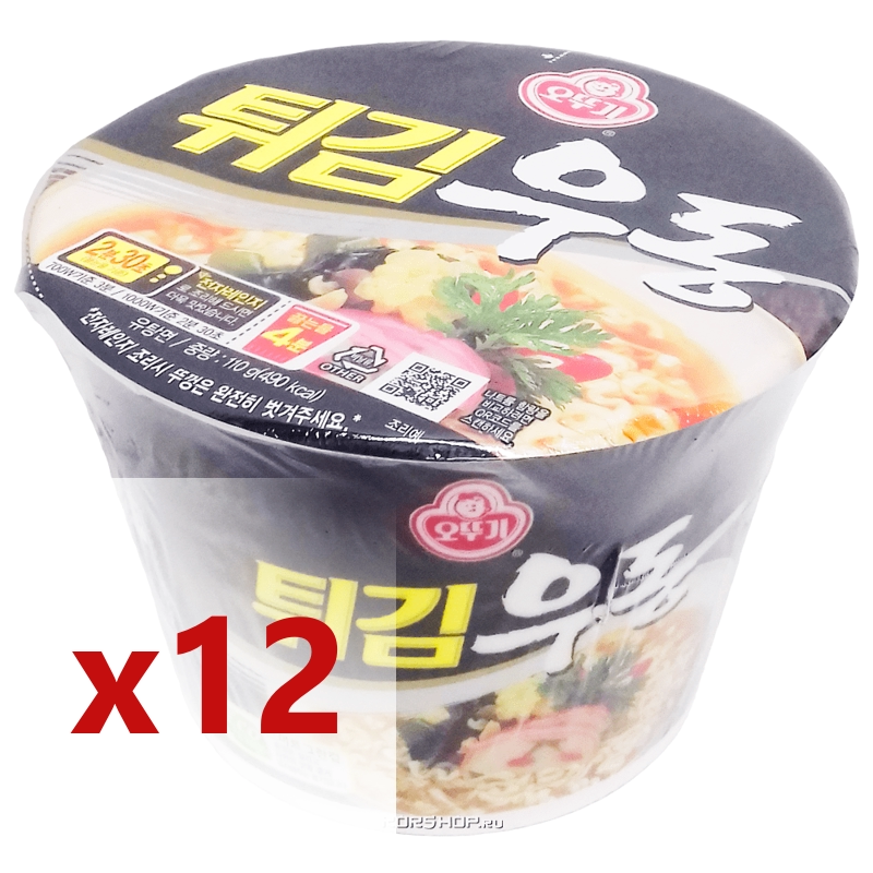 1 кор. Лапша быстрого приготовления со вкусом морепродуктов Тэгим Удон Ottogi, Корея (12шт *110 г)