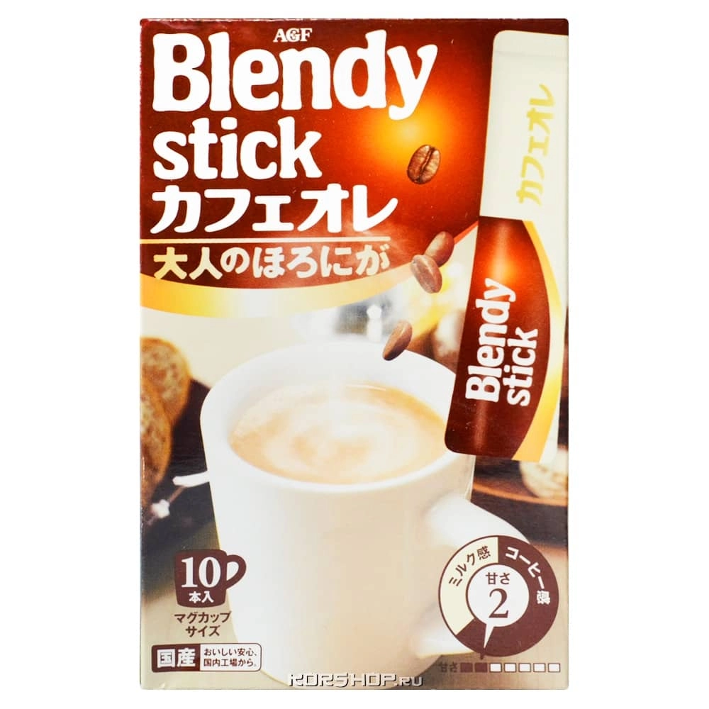 Крепкий кофе с молоком 3 в 1 Blendy Stick AGF, Япония, 100 г (10 г х 10 шт.) Крепкий кофе с молоком 3 в 1 Blendy Stick AGF, Япония, 100 г (10 г х 10 шт.)