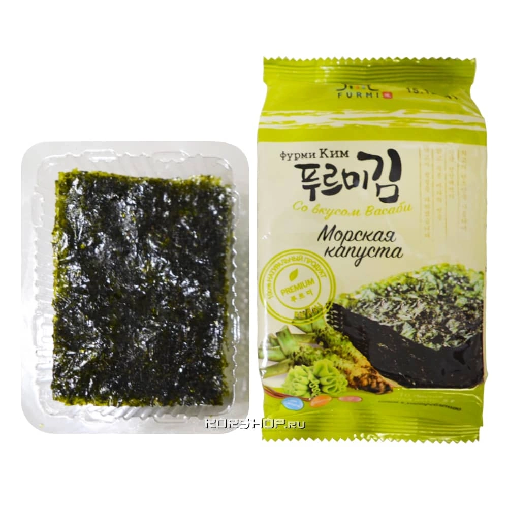 Морская капуста со вкусом васаби Furmi Kim (10 листов), Корея, 5 г Морская капуста со вкусом васаби Furmi Kim (10 листов), Корея, 5 г