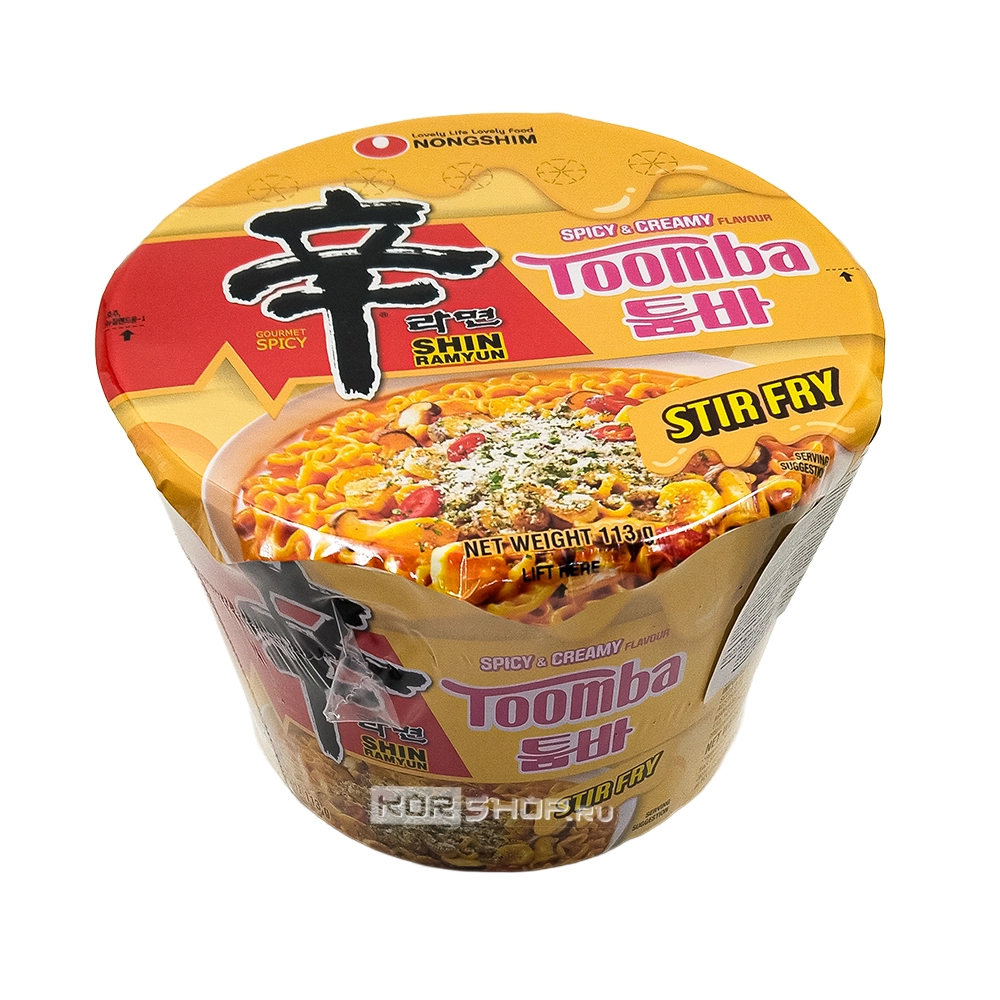 Лапша б/п Шин Рамен «Тувумба» жареная с острым сливочным вкусом (Shin Ramyun Stir Fry Toomba) Nongshim, Корея, 113 г
