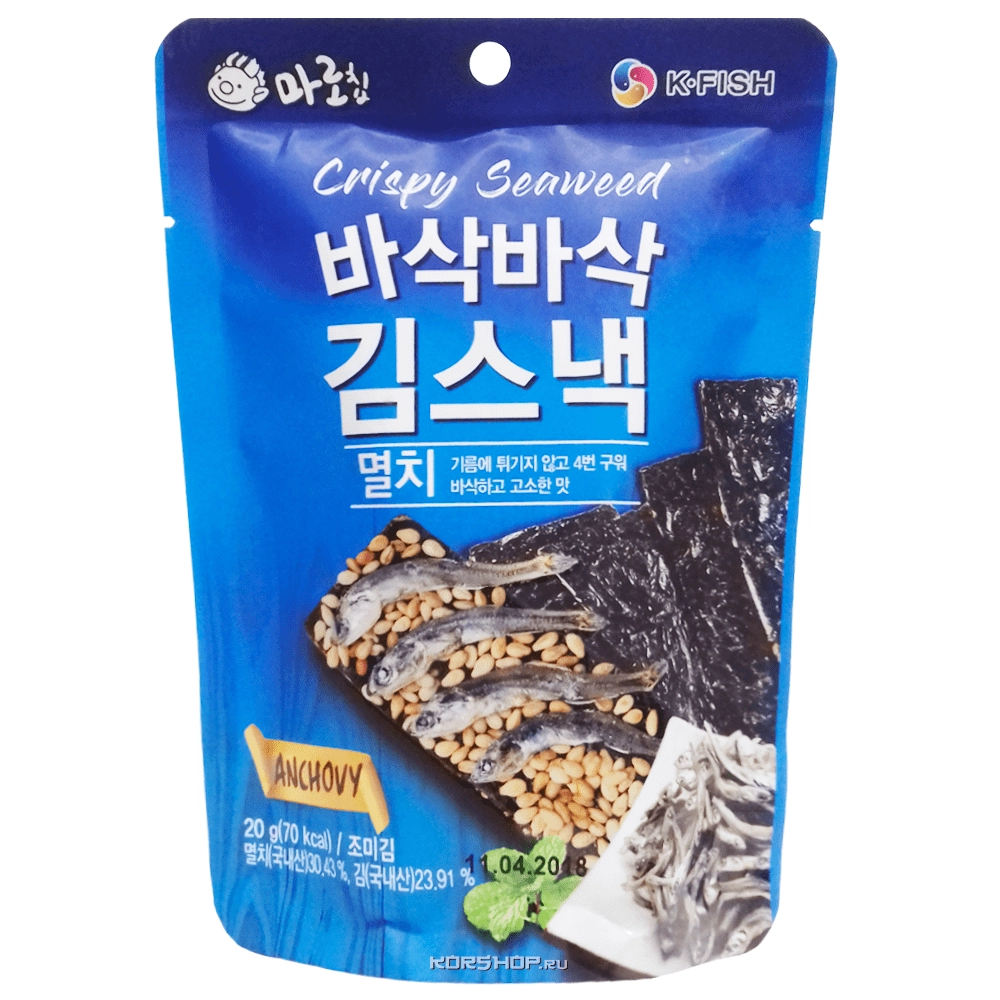 Хрустящие чипсы из водорослей с анчоусами Marochip, Корея, 20 г, Хрустящие чипсы из водорослей с анчоусами Marochip, Корея, 20 г,