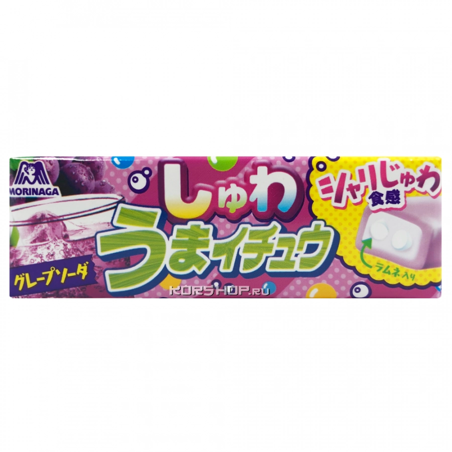 Жевательные конфеты со вкусом виноградной газировки Shuwa Umai - Chew Morinaga, Япония, 33,6 г